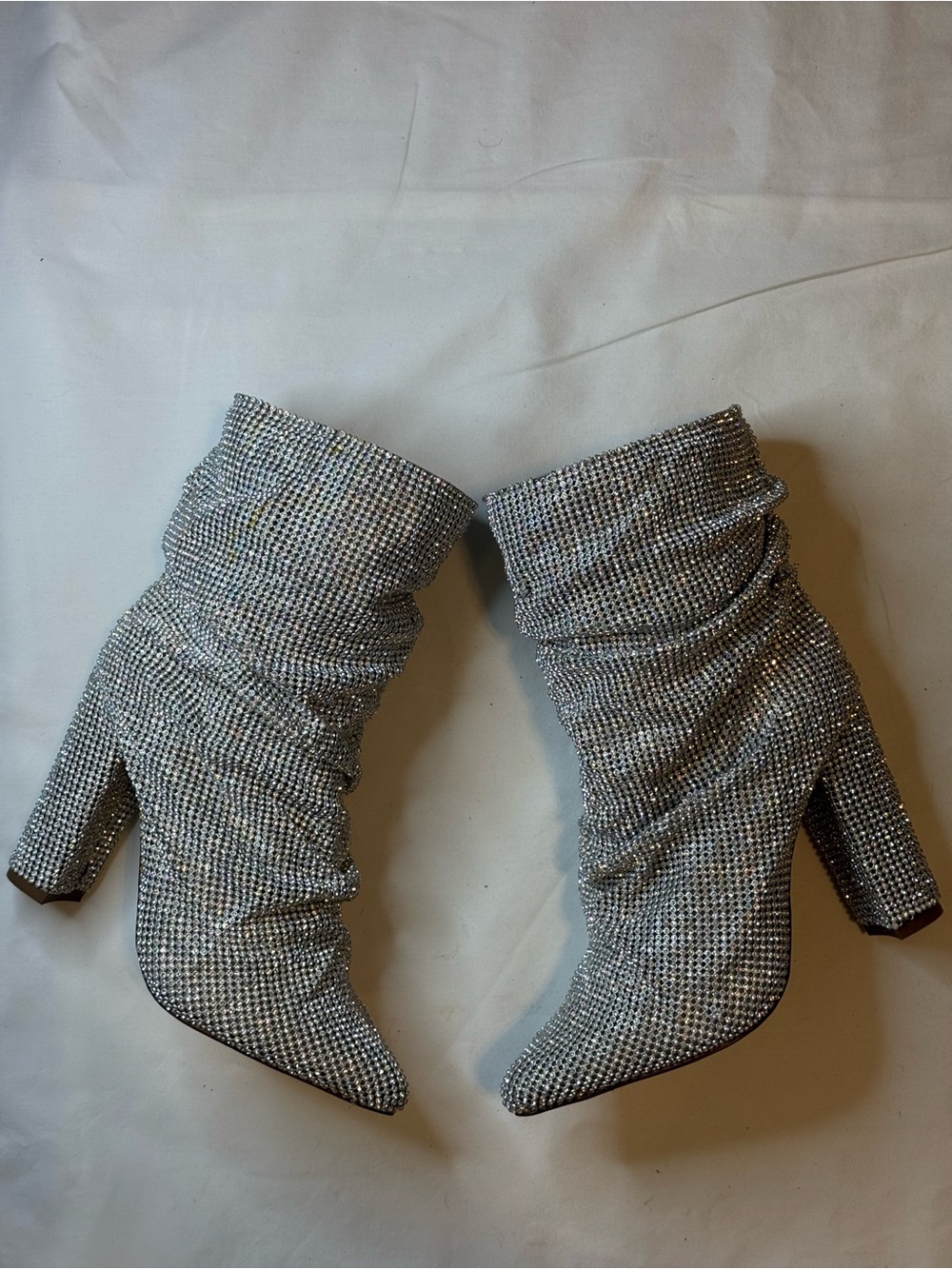 Sparkle Slouch Ankle Boots - Silver